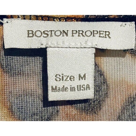 Boston Proper Top Womens Medium Multicolor Animal Print Velvet Ruched Y2K Boho - Picture 5 of 8